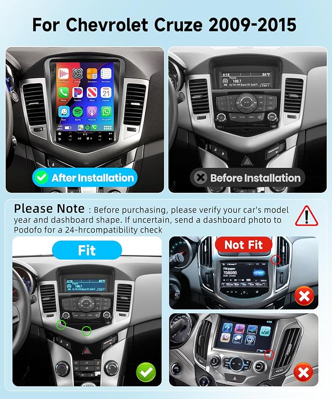 5G WiFi 8 Core 6G+128G for Chevrolet Cruze J300 2012-2015 Android 15 Car Stereo with Wireless Carplay Android Auto, 9.7" Touchscreen Bluetooth 5.0 Car Radio Support GPS 32 Band EQ DSP SWC Rear Camera