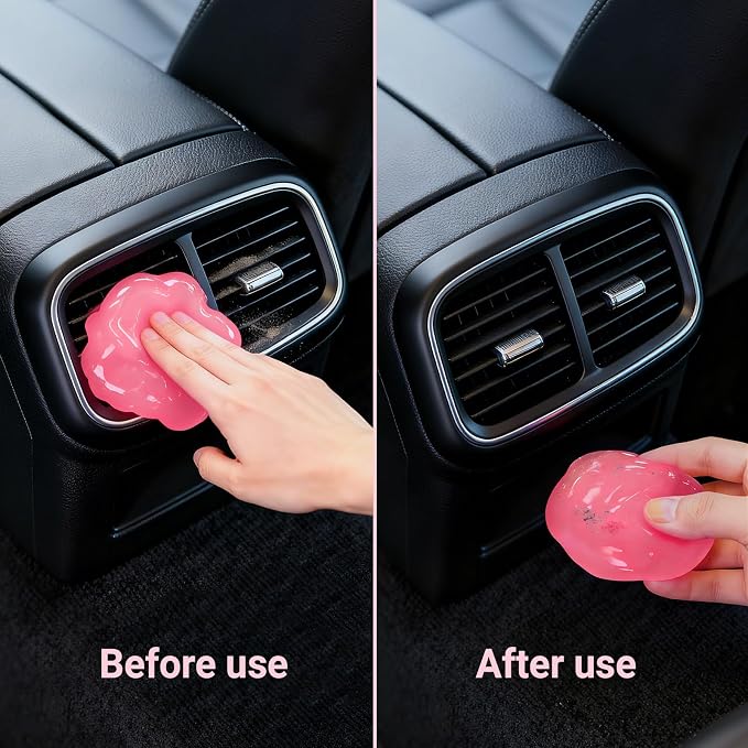 2 Pack Car Cleaning Gel Reusable Auto Slime Cleaner,Rose Scent Dust Cleaning Gel Keyboard Slime for Car Interior Air Vent Cleaner, Auto Detailing kit Tools Accessories,Gifts for Men Women