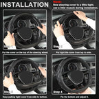 Steering Wheel Cover for Nissan Altima Rogue - Car Steering Wheel Cover for Nissan D Shape(Black-D-Shaped)