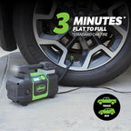 40063 Tire Inflator, Portable Car, SUV, 4x4 Air Compressor, Elite Heavy Duty, Inflate Right Automatic Shut Off, with Digital 99 psi Display, Long Hose and LED Light, 12V, 3 min Inflation
