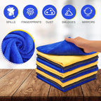 Microfiber Cleaning Cloths for Cars 16 x 16 Inch Ultra Absorbent Car Towels Drying Reusable Cleaning Supplies House Kitchen Window Microfiber Towel(Blue, Gray, Yellow,60 Pcs)