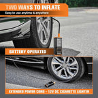 Tire Inflator Portable Air Compressor - 150PSI Car Tires Air Pump with Tire Pressure Gauge Led Light, 7500mAh Battery & 12V DC Smart Tire Inflator for Car, Motorcycle, Bike Tire, Ball
