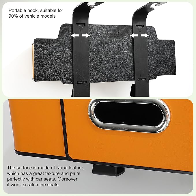 Back Seat Car Organizer, 4+2 in 1 Multifunctional Car Backseat Storage Box with 5 Cup Holders Tissue Box Hook, Car Interior Storage for Travel Phones Snacks Drinks(Orange)