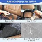 Heavy Duty Dog Car Seat Cover, 100% Waterproof & Scratch-Proof Backseat Protector with Mesh Window – Non-Slip Hammock for Cars Trucks SUVs, Keep Seats Clean & Dog Comfortable