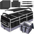 Car Trunk Organizer with Portable Leak Proof Cooler Bag, 3 Compartments Collapsible Car Organizers and Storage with Foldable Cover, Fathers Day Dad Gifts, Suitable for SUV, Auto, Truck, Minivan