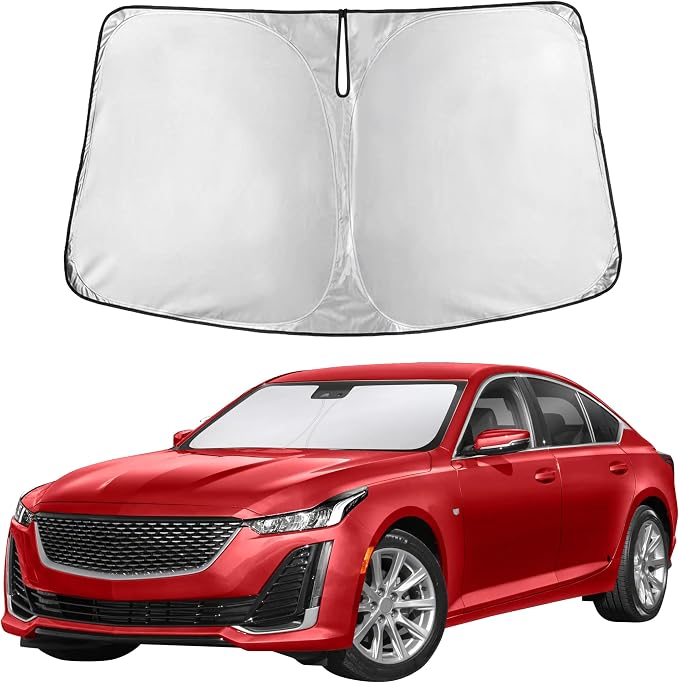 Windshield Sunshade Compatible for Cadillac CT5 2020-2024 2025 2026, Sun Visor for Front Windshield & Window Sun Shade Cover, UV Heat Blocker & Protector, Car Accessories