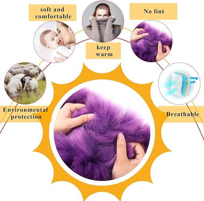 Furry Armrest Cover Auto Center Console Cover Car Soft Console Pad, Real Sheepskin Wool Soft Fluffy Auto Center Armrest Pad for Most Car Decoration Protector(Purple)