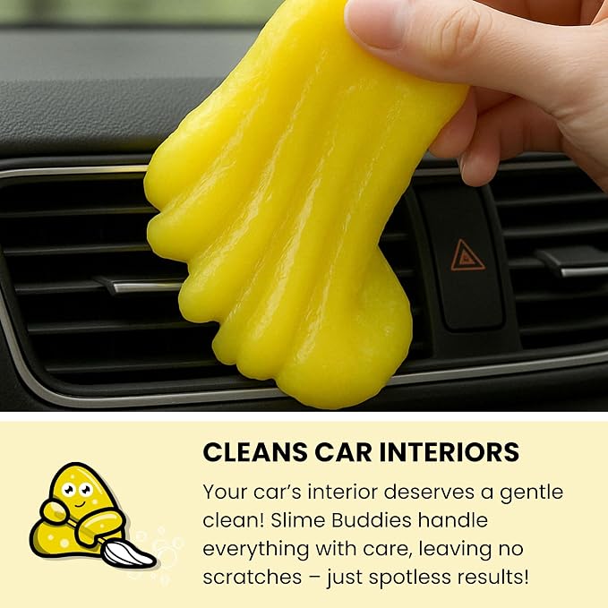 Car Cleaning Gel Putty - 12 Pack Lemon Scented Interior Detailing Tool for Cup Holder, Air Vent & Keyboard - Reusable Auto Detailing Accessories - Dust Remover Goop - Gifts for Men Women