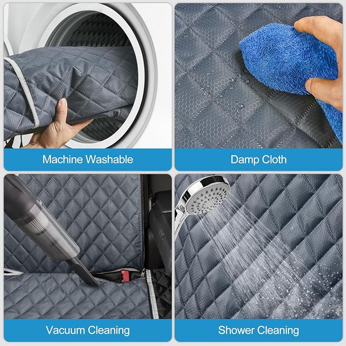 Grey Dog Car Seat Cover for Back Seat,Non-Stick Fur,Pet-Friendly and Waterproof - Universal Fit Interior Protector for Auto, Van, SUV - Ideal for Kids and Pets