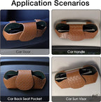 KINIVA Sunglasses Holder for Car Visor Leather Glasses Case with Clips for Car Visor Automotive Interior Visor Accessories Apply to All Car Models (09 Brown)