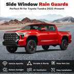 Tundra Rain Guards - Window Visors for Toyota Tundra CrewMax Cab 2022-2025 2026, Outside-Mount Tape-On Side Window Wind Deflectors for Tundra Accessories, Vent Visors Shades Rainproof 4PCS