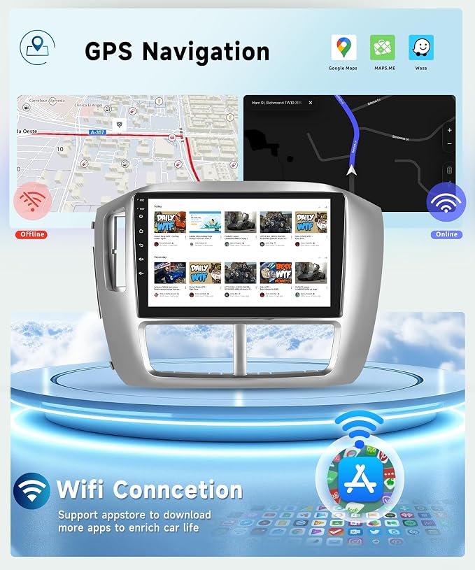 8 CORE 4G+64G Car Radio Stereo for Honda Pilot 2006 2007 2008 with Wireless CarPlay Android Auto, 9 Inch 1280 * 720P IPS Touch Screen 32-Band DSP Android 13 GPS WiFi Bluetooth Backup Camera