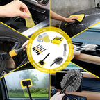 15PCS Car Detailing Kit Auto Cleaning Tools Wash Set with Storage Carry Bag Beginners Easy to Use for Interior Exterior Car Care Clean Windshield Dashboard Seat Air Vents Wheels Tires, Yellow