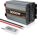 3000w Power Inverter DC 12V to AC 110V/120V Converter with 6000w Peak.Comes with LCD Display, Wireless Controller,4AC outlets 1USB.RV Inverter,Suitable for Camping,and Off-Grid Solar Inverter Systems