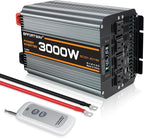 3000w Power Inverter DC 12V to AC 110V/120V Converter with 6000w Peak.Comes with LCD Display, Wireless Controller,4AC outlets 1USB.RV Inverter,Suitable for Camping,and Off-Grid Solar Inverter Systems