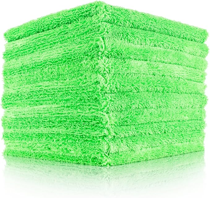 Creature Edgeless Auto Detailing Towels (10-Pack) Professional 70/30 Blend, Dual-Pile Plush Microfiber, Buffing & Polishing, 420gsm, 16in x 16in, Lime Green
