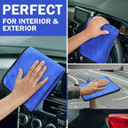 12 Pcs Microfiber Towels for Cars, 800 GSM Plush Drying Cleaning Cloth Bulk, 16 x 16 Inch Thick Absorbent Wash Detailing Towels for Car Polishing, House, Kitchen Cleaning(Gray and Blue)