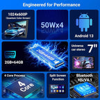 Car Accessories 7" HD Double Din Car Stereo with Carplay & Android Auto, 2+64G CarAudio Receivers Featuring Voice Control, Backup Camera,Bluetooth, GPS Navigation, Built-in 14Band DSP EQ