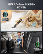 Fanttik Slim V8 APEX Car Vacuum, 4-in-1 Portable Mini Cordless Vacuum with 19000pa Suction Power for Pet Hair, Type-C Charge, One-Touch Empty for Car, Office Desk, Keyboards (Black)