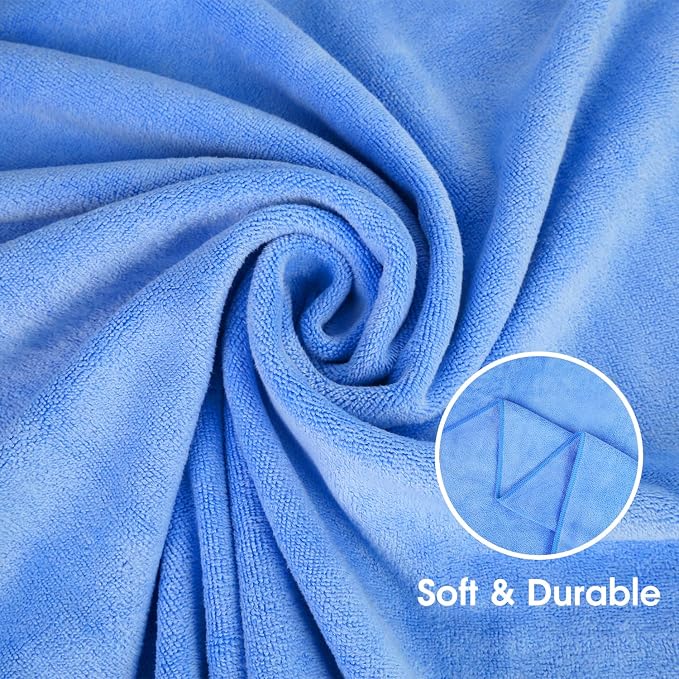 Bath Towel, Microfiber Bath Towels Set 4 Pack 30" x 60" - Large, Extra Absorbent, Quick Drying, No Fading, No Linting, Use for Hair Wrap, Bath, Swimming, Fitness, Sport, Yoga, Blue
