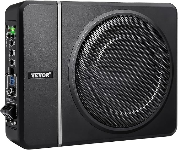 8" 240W Underseat Car Subwoofer, Slim Powered Car Subwoofers Under The Seat, Low Profile Audio Sub Built-in Amplifier, High/Low Level Input & Volume Controller for SUVs, Car, Truck, RV