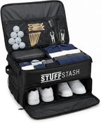 Golf Trunk Organizer for Car – Rigid, Won’t Collapse | Ventilated Shoe Compartment, Adjustable Dividers & Mesh Pockets | Golf Gift for Men & Women | Premium Car Trunk Storage Organizer