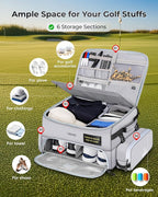 Upgraded Golf Trunk Organizer, Golf Gifts for Men, with Removable Insulated Pouch&Dust-Proof Protective Layer, Multi-Compartment fits 2 Pairs of Shoes, Golf Accessories