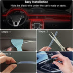 Interior Car LED Strip Lights Car Accessories APP Control with Remote 5 in 1 Music Sync Color Change RGB Ambient Lighting Kit with 275 inches Fiber Optic USB Charger Light Strips Decorations