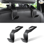 Black Superior Leather Car Seat Back Headrest Hook, Auto Seat Hook Hangers Interior Accessories for Purse Coats Umbrellas Grocery Bags Handbag, 2-Pack