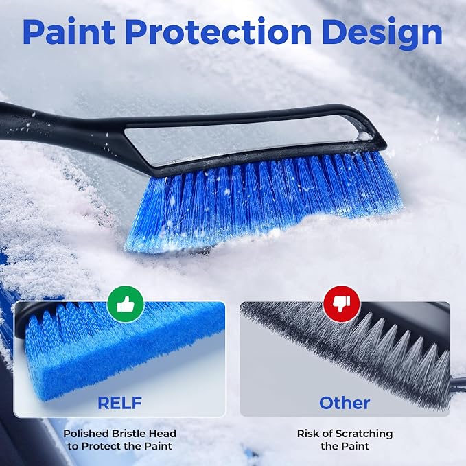 RELF 2-in-1 Snow Brush and Ice Scraper - Extendable & Durable for Car Windshield and Roof Cleaning
