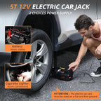 Electric Car Jack Kit 5 Ton 12V Hydraulic Jack Automatic Lift for Car with Impact Wrench and Tire Inflator Pump for SUV Sedan Truck Change Tires Garage Repair Road Emergency
