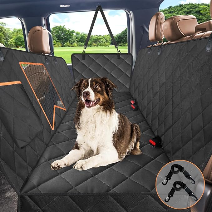 Dog Car Seat Cover XL, Heavy Duty Dog Seat Cover for Back Seat, 100% Waterproof Nonslip Hammock for Car with Side Flap, Scratch Proof Pet Back Seat Covers