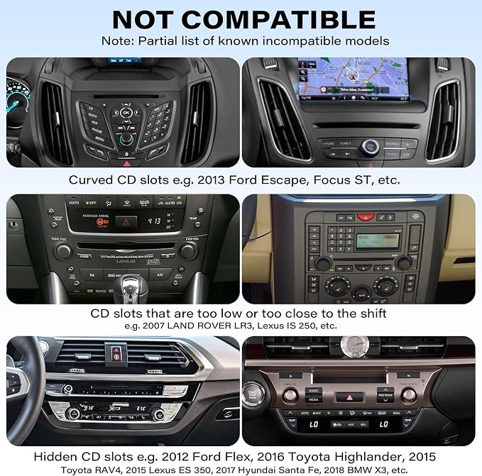 Easy One-Button Release CD Phone Holder for Car, Universal CD Slot Phone Mount, Thick Cases Friendly Cell Phone Holder for iPhone, Google, Samsung, Moto & Other Smartphones (Clamp)