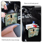 Car Trash Can Organizer Bin with Adjustable Strap for Back Front Seat Console Waterproof Leakproof Collapsible Portable 8.66 Inch Sea Turtle Starfish Plants