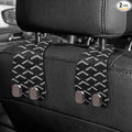 2PCS Car Hooks for Headrest, Faux Leather Purse Hook for Car Seat Back Organizers and Storage, Double Metal Purse Holder Bag Hanger, Universal Car Interior Accessories for Women Man