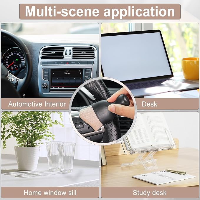 Car Detailing Brushes, Car Interior Dust Sweeping Soft Brush, Soft Bristles Brush Cleaning Tool for Automotive Dashboard, Air Conditioner Vents, Computer, Scratch Free(Ivory White)