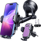 YRU True Military-Grade [360° Rotation Suction] 2026 Ultimate Car Phone Holder Mount 【90+LBS Safest Strongest & Patent Certs】 Dashboard Windshield Vent for iPhone 17 16 Pro Max Samsung, Purple