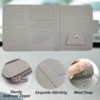 2Pcs Car Sun Visor Organizer with Zipper Pocket, Car Truck Visor Storage Pouch Holder Travel Auto Document Holder for Mobile Phone, Sunglasses, Card - Gray