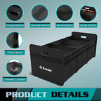 K KNODEL Car Trunk Organizer, Foldable Organizer for Car, Automotive Consoles & Organizers, 3 Compartments Storage with Reinforced Handles (Large, Black)