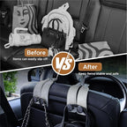 Leather Car Purse Hook for Headrest, 4 Pack, White-Black | Twin Hooks Headrest Hangers, 2/4 Pack, No-Slip, Scratch-Proof, Holds Purses, Backpacks, Grocery Bags, Car Organizer Gift