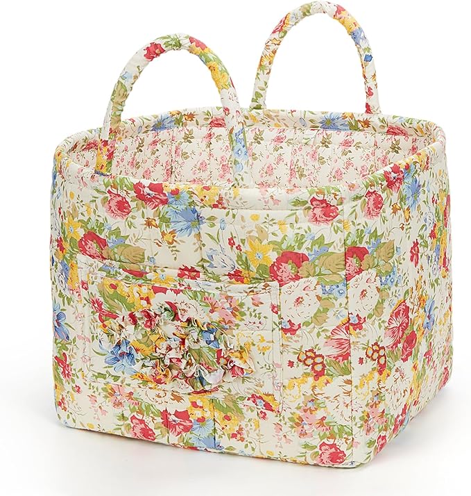 Floral Fabric Storage Basket Car Interior Storage Basket Underwear Sundries Laundry Baskets Supplies Home Organizer Bag (style 9)