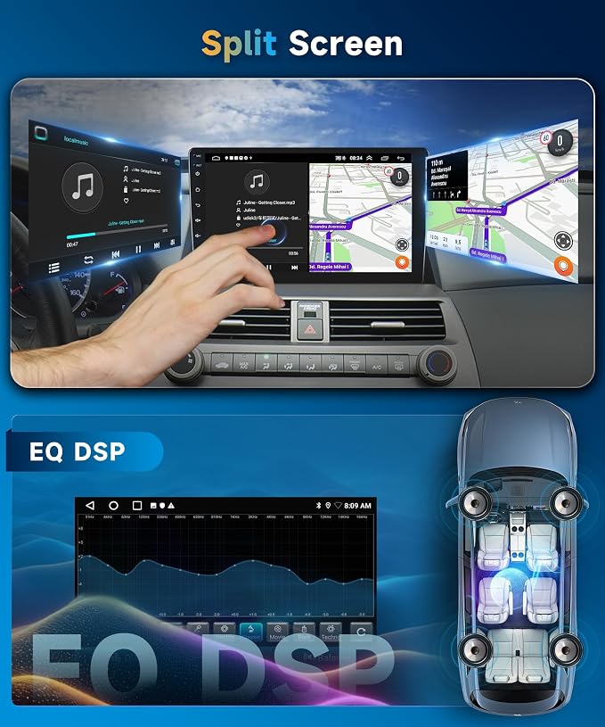 5G WiFi 4Core+64G for Honda Accord 8th 2008-2013 Car Radio with Wireless Carplay/Android Auto,Android Car Stereo 10.1 Inch Touch Screen GPS Navi Bluetooth FM/RDS SWC HD Backup Camera