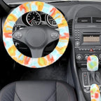 Fuzzy Car Steering Wheel Cover, Universal Fluffy Auto Wheel Cover & Handbrake Cover & Gear Shift Cover Set, Soft Warm Steering Wheel Protector Car Accessories for Men Women Girls, Colorful