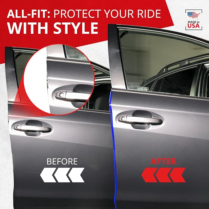 Car Door Edge Protector – Universal DIY Edge Trim to Prevent Scratches & Dings – Flexible Adhesive Molding Trim for Cars, Trucks & SUVs (10 Ft - Blue)