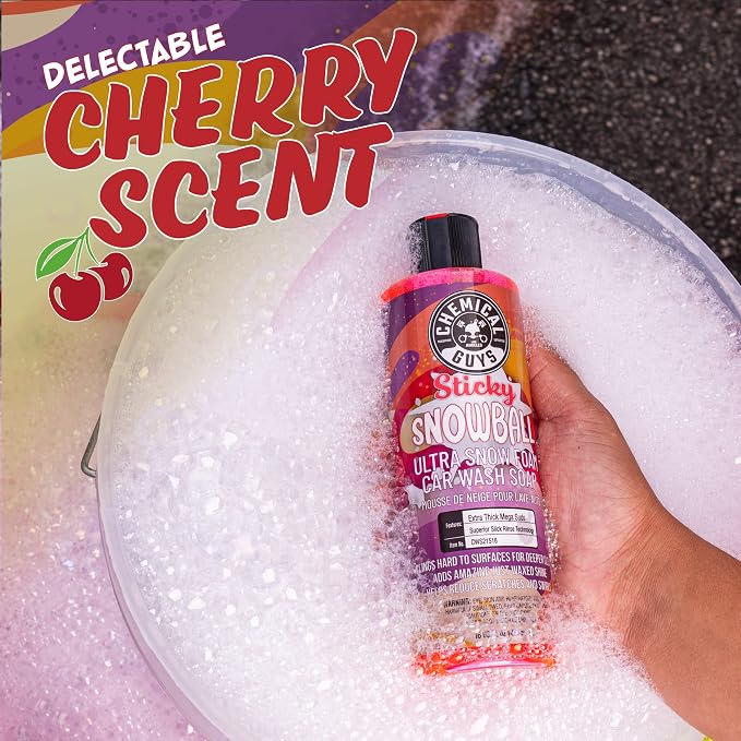 CWS215 Sticky Snowball Ultra Snow Foam Car Wash Soap (Works with Foam Cannons, Foam Guns or Bucket Washes) for Cars, Trucks, Motorcycles, RVs & More 128 fl oz (1 Gallon) Cherry Scent