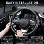 3pcs Carbon Fiber Anti-Skid Steering Wheel Cover, Waterproof & Segmented Butterfly Design, Universal 99% Vehicle Wheel Cover Protector, Car Interior Accessories (Black-3pcs)