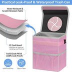 Car Trash Can for SUVs, Trucks, Vans - Pink, 2 Gallons Capacity, Leak-Proof Liner, Utility Clasps, Cute Design