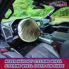 Steering Wheel Cover Sun Shade,Upgraded 3-Layer Foil Cooling Steering Wheel Sun Cover for Heat Protection Fit Most Car SUV Van 17.7" Reflector Protector