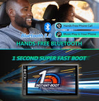 Double Din Car Stereo Compatible with Wireless Apple Carplay, Android Auto - 7" Touch Screen Car Audio Receiver with Bluetooth, AUX, FM Car Radio