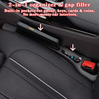 Car Seat Gap Filler Organizer of 2, 2 in 1 Car Gap Filler(Brown) | Universal Gap Filler with Storage Pockets, No Drop Seat Guard for Phones Keys Cards,Car Accessories for Most Cars Trucks SUVs